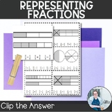 Representing Fractions Clip the Answer TEKS 5.3h Math Game Center