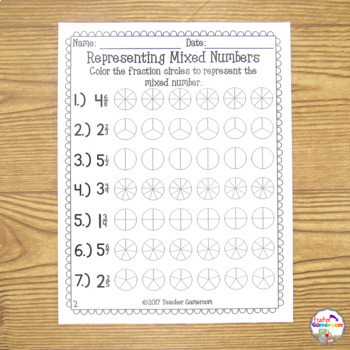 Representing Mixed Numbers Worksheet by Teacher Gameroom | TpT