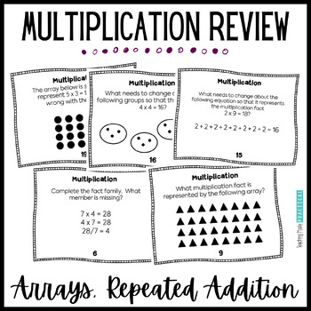 Preview of Representing Multiplication Task Cards- Arrays, Fact Families, Repeated Addition