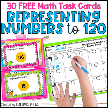 Preview of Representing Numbers to 120 Math Task Cards - Ways to Make a Number FREE