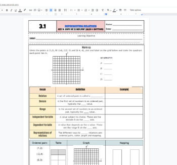 Preview of Representing Relations & Functions scaffolded notes: Mapping, table, graph