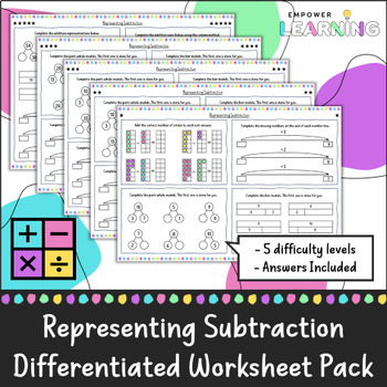 Preview of Representing Subtraction - Differentiated Worksheet Pack