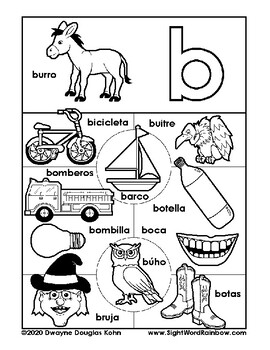 Download Reproducible Spanish Picture Dictionary Coloring Book For Beginning Readers