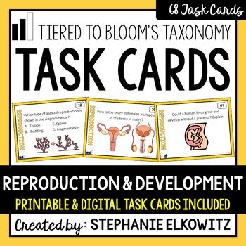 Preview of Reproduction and Development Task Cards | Printable & Digital