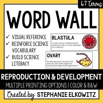 Preview of Reproduction and Development Word Wall | Science Vocabulary