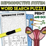 Reproductive System Word Search Puzzle Human Body Systems 