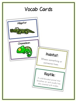 Reptile & Amphibian Research Project 12 Types, Vocab Cards, Packet