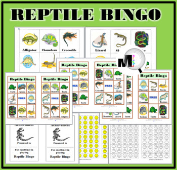 Preview of Bingo Printable Reptile Bingo Game Animal Classification