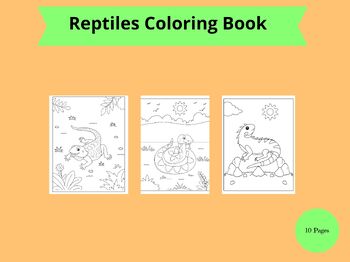 Preview of Reptile Coloring Book Printable for Kids