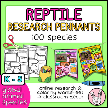 Preview of Reptile Research Pennants | 100 Animals | Earth Day, Science, and Biology