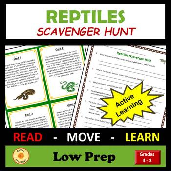 Preview of Reptiles Activity Scavenger Hunt with Easel Option