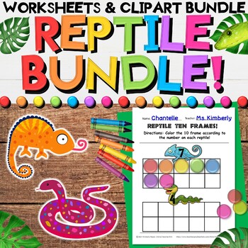 Preview of Reptile Bundle with Math & Literacy Worksheets, Science Activities, & Clipart