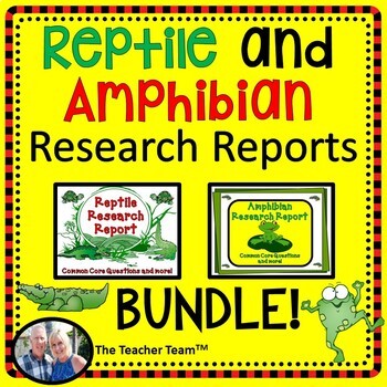Preview of Reptiles and Amphibians |  Research Report Bundle