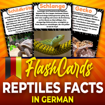 Preview of Reptiles, German Fun Facts Flashcards, Real Photos Printable Poster Animals
