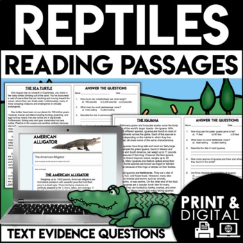 Preview of Reptiles Reading Passages | Nonfiction Reading Comprehension Unit