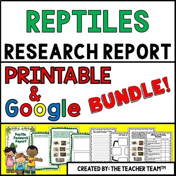 Preview of Reptiles Report Printable and Google Slides Bundle
