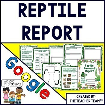 Preview of Reptiles | Reptile Research Report | Google Classroom | Google Slides