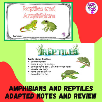 Preview of Reptiles and Amphibians Adapted Notes and Review