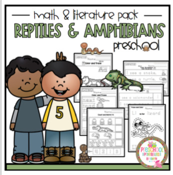 Preview of Reptiles and Amphibians Math and Literature "No Prep"
