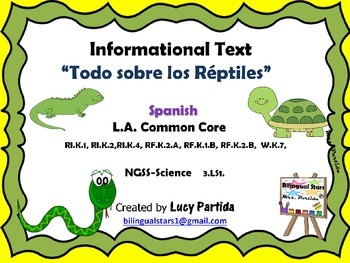 Preview of Reptils Science Reptiles-Bilingual Stars Mrs Partida