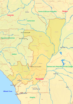 Preview of Republic of the Congo map with cities township counties rivers roads labeled