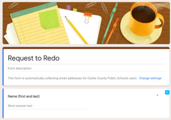Preview of Request to Redo - Google Form Version