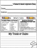Research-Based Argument Essay Graphic Organizer