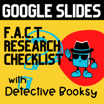 Preview of Research Checklist with Detective Booksy - 17 GOOGLE SLIDES + Worksheet
