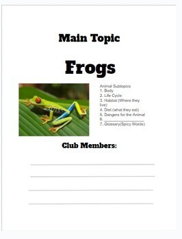 Preview of Research Clubs- Frogs Notes Sheet