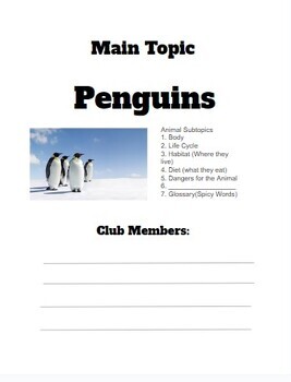 Preview of Research Clubs- Penguins Notes Sheets