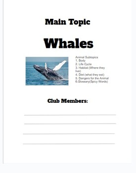 Preview of Research Clubs- Whales Notes Sheets