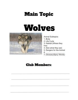 Preview of Research Clubs- Wolves Notes Sheets