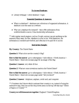 Preview of Research Country Bingo Lesson Notes for Teacher Librarian