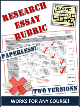 Preview of Interactive Essay Rubric - Writing, Research, Literacy Skills, English, History