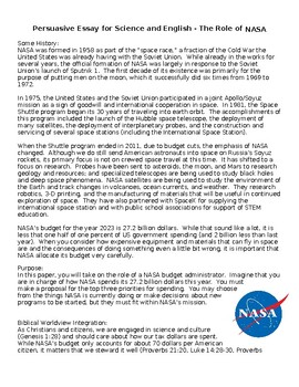 Preview of Research Essay - The Role of NASA