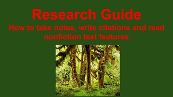 Preview of Research Guide - Text Features, Note Taking and Citations