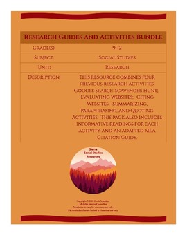 Preview of Research Guides and Activities Bundle