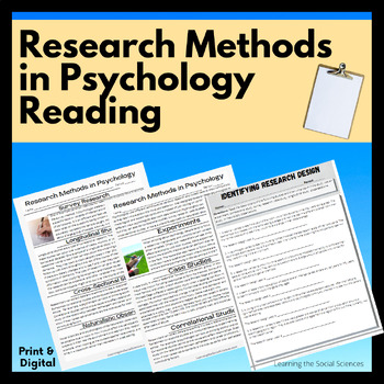 Preview of Research Methods in Psychology Reading w/ Questions: Multiple Editable Formats