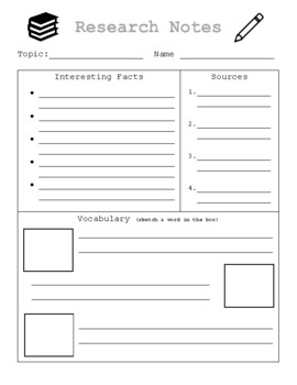 Preview of Research Notes Graphic Organizer