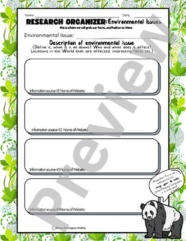 Preview of Research Organizer: Environmental issues