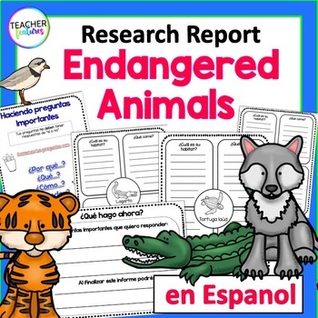 Preview of Animal Research Project SPANISH Graphic Organizer REPORT TEMPLATES 2nd 3rd Grade