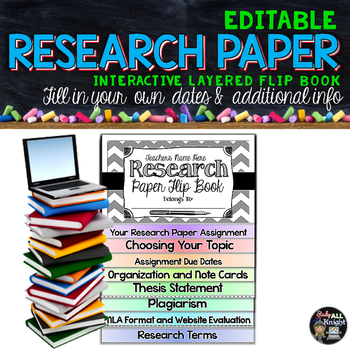Preview of Research Paper Writing Editable Flip Book for Middle School and High School