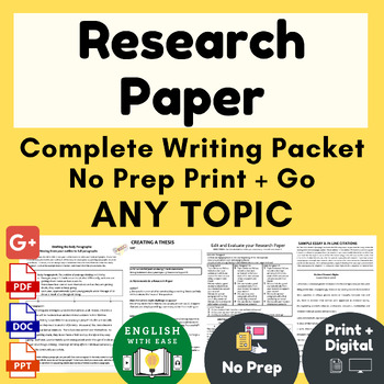 Preview of Research Paper | Complete Unit Any Topic | Printable & Digital