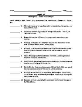 create a thesis statement worksheet