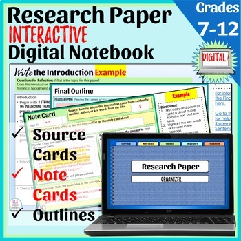 Preview of Research Paper Digital Note Cards & Graphic Organizers |Google Apps