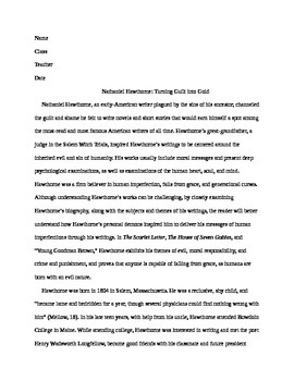Preview of Research Paper -- Nathaniel Hawthorne