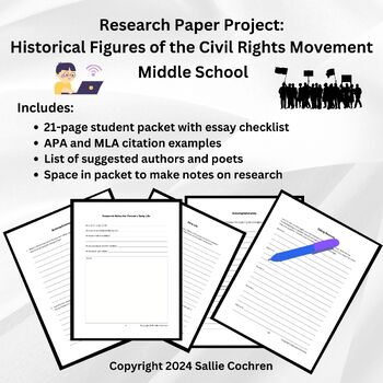 Preview of Research Paper Project: Historical Figures of the Civil Rights Movement (6-8)