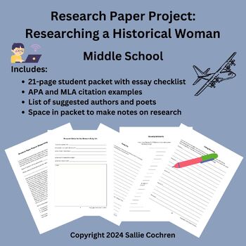 Preview of Research Paper Project: Researching Historical Women (Middle School)