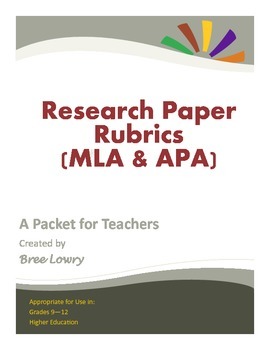Preview of Research Paper Rubrics Packet (MLA & APA) - For Use in All Subjects