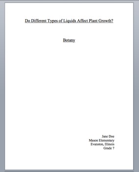 Research Paper - Science Project - Science Fair - Science Experiment